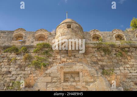 Festungsmauer, Fortezza, Rethymno, Kreta, Griechenland Stockfoto