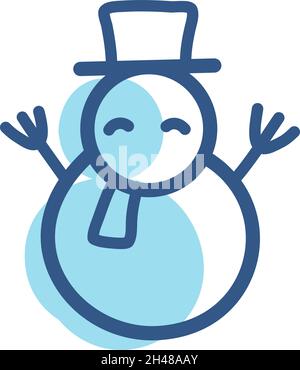 Winter Schneemann, Illustration, Vektor, auf weißem Hintergrund. Stock Vektor