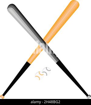 Baseballschläger mit Bällen, Illustration, Vektor auf weißem Hintergrund. Stock Vektor