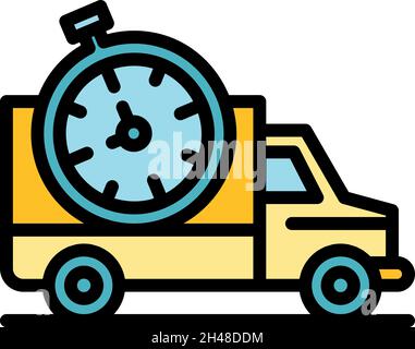 Service-Symbol für schnelle Reinigung. Kontur schnelle Reinigung Service Vektor Symbol Farbe flach isoliert Stock Vektor