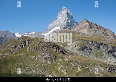 Das 4478 m hohe matterhorn in der schweiz, einer der höchsten und berühmtesten Berge der europäischen alpen. Stockfoto