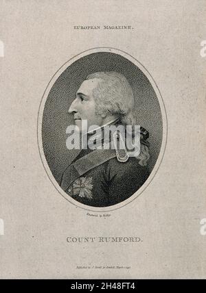 Benjamin Thompson, Graf von Rumford. Kupferstich von W. Ridley, 1797. Stockfoto