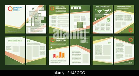 Wirtschaftsmagazin. Broschüre Seiten Layout Präsentation Rahmen Boxen Bericht Papier Idee Notizen für Treffen organisieren Boards persönliche Titel Text grellen Stock Vektor