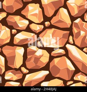 Steine nahtlos. Felsen Sammlung Wetter natürliche Textur der Macht Steine grellen Vektor Hintergrund Muster Stock Vektor