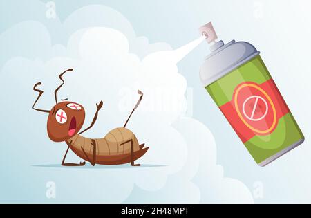 Kakerlakenköder. Schlechte Insekten im Wohnzimmer Haushygiene von schmutzigen Insekten genaue Vektor-Cartoon-Hintergrund Stock Vektor