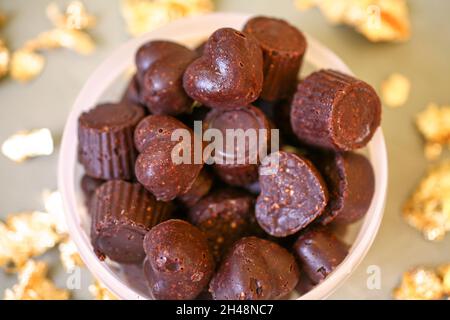 Handgemachte Schokoladenbonbons Stockfoto