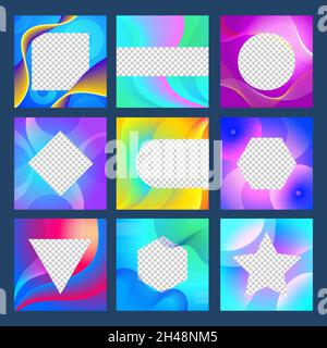 Webbanner. Social Media Designs Vorlagen quadratische Banner für Bilder und Texte aktuellen Vektor-Sammlung Stock Vektor