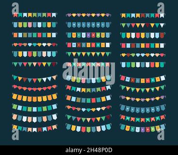 Bannerwerbung. Karneval Fahnen farbige Dekoration für Party Kinder Geburtstag Symbole grellen Vektor-Illustrationen Stock Vektor