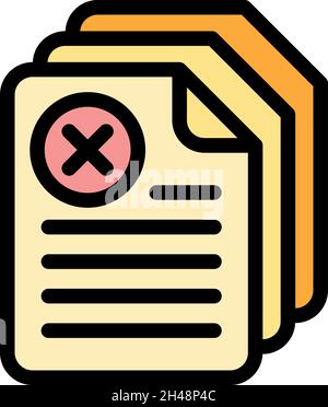 Symbol „Dokumente abbrechen“. Kontur Abbrechen Dokumente Vektorsymbol Farbe flach isoliert Stock Vektor