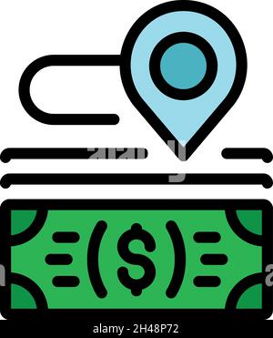 Symbol für die Geldposition. Kontur Geld Standort Vektor Symbol Farbe flach isoliert Stock Vektor