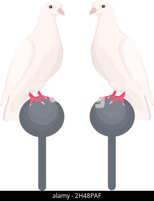 Zwei weiße Tauben, Illustration, Vektor auf weißem Hintergrund. Stock Vektor