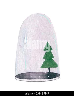 Retro vintage Kunst schöne künstlerische skandinavische Grafik schöne Winterurlaub Neujahr Collage Muster Weihnachtsbaum Spielzeug Hand Illustration. Perfe Stockfoto