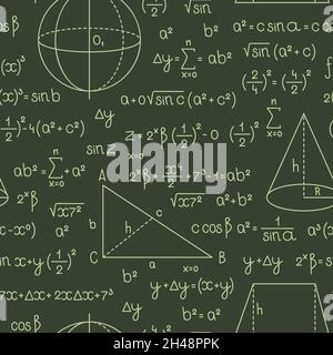 Formelmuster. Mathematische oder geometrische Formeln mit Buchstaben und Zahlen Grafiken und Symbole komplexe wissenschaftliche Diagramme für Trigonometrie grellen Vektor Stock Vektor