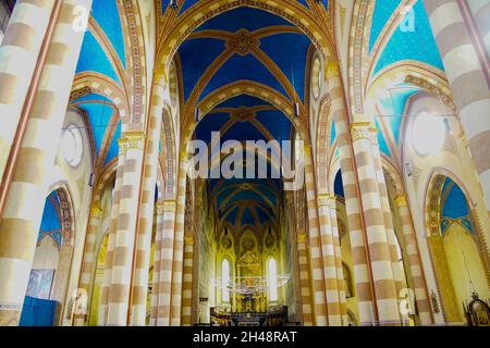 Zentraler Teil einer Kirche (Kirchenschiff) Cattedrale di San Lorenzo in Alba. Italien. Die Kathedrale befindet sich im östlichen Teil der antiken Stadt Alba P Stockfoto