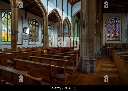 Dedham Parish Church-St Mary the Virgin, Dedham Essex England 30 Okt 2021 Foto Brian Harris das Kirchenschiff der Architektur,Dedham Parish Church – St. Mary Stockfoto