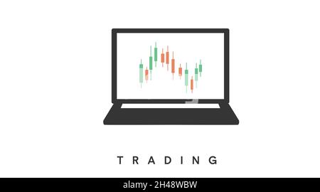 Trading-Symbol. Vektor isoliert editierbares Trading-Symbol mit einem Laptop Stock Vektor