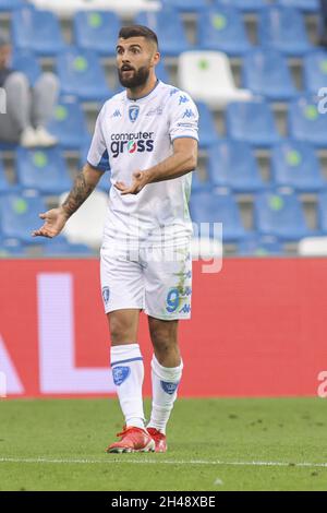 Reggio Emilia, Italia. Oktober 2021. Reggio Emilia (RE), Italia, 31 Ottobre 2021, Mapei Stadium - Citta del Tricolore, 11Â giornata Campionato Serie A Tim 2021/2022, incontro tra le squadre del US Sassuolo Calcio e dell'Empoli FC, nellas foto: 9 Patrick Cutrone -Empoli Quelle: Independent Photo Agency/Alamy Live News Stockfoto