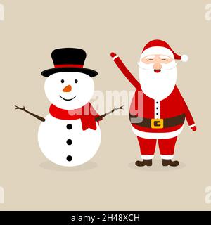 Lustige Weihnachtsmann und Schneemann zu weihnachten Stock Vektor