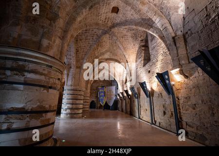 Israel, Akko, die unterirdischen Kreuzritterhallen im alten Akko Stockfoto