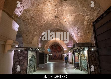 Israel, Akko, die unterirdischen Kreuzritterhallen im alten Akko Stockfoto