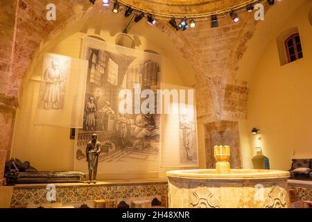 Das Innere des wiederhergestellten türkischen Hamam al Pascha [al-Basha] Bades aus dem 18. Jahrhundert in Acre, Israel Stockfoto