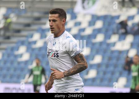 Reggio Emilia, Italia. Oktober 2021. Reggio Emilia (RE), Italia, 31 Ottobre 2021, Mapei Stadium - Citta del Tricolore, 11Â giornata Campionato Serie A Tim 2021/2022, incontro tra le squadre del US Sassuolo Calcio e dell'Empoli FC, nellas foto: 99 Andrea Pinamonti -Empoli Credit: Independent Photo Agency/Alamy Live News Stockfoto