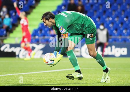 Diego Lopez von Espanyol während des Fußballspiels der spanischen Meisterschaft La Liga zwischen Getafe CF und RCD Espanyol am 31. Oktober 2021 im Coliseum Alfonso Perez in Getafe, Madrid, Spanien - Foto: IRH/DPPI/LiveMedia Stockfoto