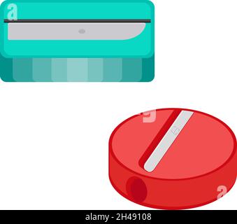 Bleistifte Spitzer, Illustration, Vektor auf weißem Hintergrund. Stock Vektor