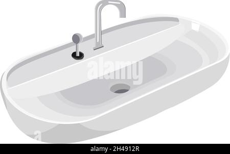 Waschbecken im Badezimmer, Illustration, Vektor auf weißem Hintergrund. Stock Vektor