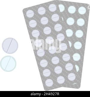 Tablets in Packung, Illustration, Vektor auf weißem Hintergrund. Stock Vektor