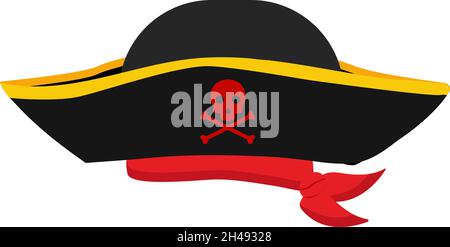 Piratenhut, Illustration, Vektor auf weißem Hintergrund. Stock Vektor