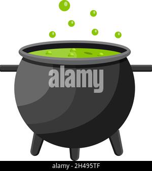 Kessel mit grüner Flüssigkeit darin, Illustration, Vektor auf weißem Hintergrund. Stock Vektor
