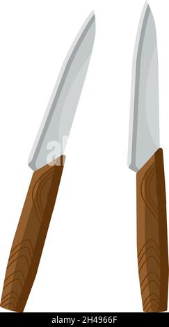 Zwei Küchenmesser, Illustration, Vektor auf weißem Hintergrund. Stock Vektor