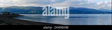 Ein Panoramablick auf den Carlingford Lough vom Grenore Strand Stockfoto