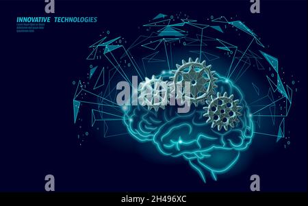 3D menschliche Geist psychische Gesundheit. Stimmungsunterstützung medikamentöse Therapie medizinische Versorgung. Psychologe Coach Sitzung Lösung Medizin Wissenschaft Banner Vektor Illustration Stock Vektor