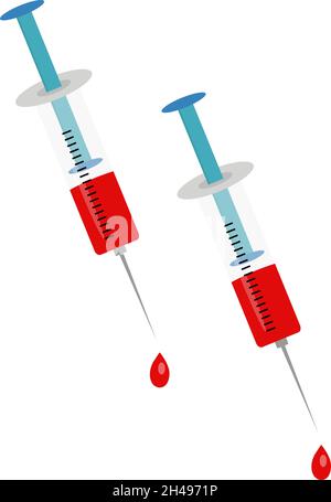 Spritze mit Blut, Illustration, Vektor auf weißem Hintergrund. Stock Vektor