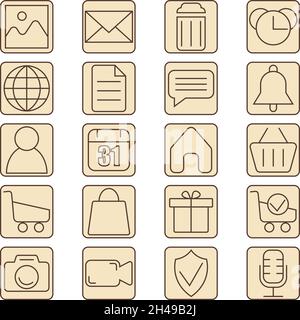 Webset-Symbolpaket, Illustration, Vektor, auf weißem Hintergrund. Stock Vektor