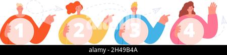 Präsentation 4 Schritte. Schritt-Infografik, Prozess zum Geschäft erfolgreich. Optionen Zahlen, Work Growth oder neue Startup Plan Utter Vektor-Konzept Stock Vektor