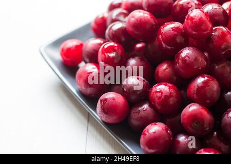 fresh cherry fruits on plate Stockfoto