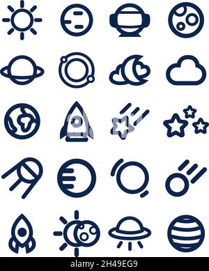 Weltraumplaneten, Illustration, Vektor, auf weißem Hintergrund. Stock Vektor