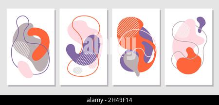 Abstrakt formt zeitgenössische Karten. Kreative Kunstposter, pastellfarbene Wanddekoration. Mode moderne Kunstwerke, minimalistisch strukturierte Vektor-Design Stock Vektor