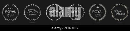 Royal Brand Silver Lorbeerkranz Label-Set Stock Vektor