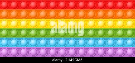 Nahtlose Blasenbildung. Rainbow Pop es Fidget Spielzeug, einfache Anti-Stress-Hintergrund. Bunte Blasen knallen, trendige Spiel neuesten Vektor-Textur Stock Vektor