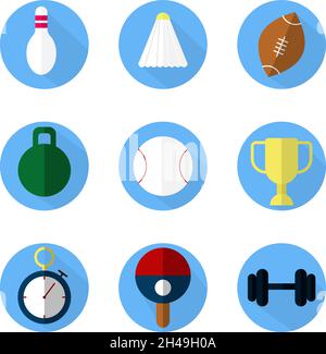 Sportausrüstung, Illustration, Vektor, auf weißem Hintergrund. Stock Vektor