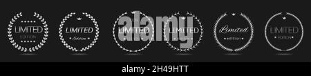 Limitiertes Silber-Lorbeerkranz-Labelset in limitierter Auflage Stock Vektor