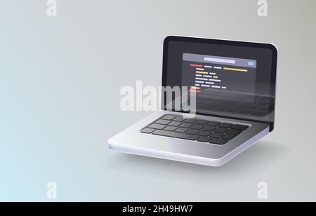 Laptop Programmiercode, Projekt-App, Entwickler-Computer. Vektorgrafik Stock Vektor