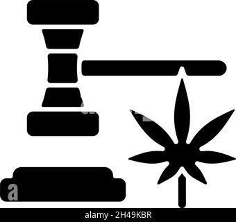 Cannabis Legalisierung schwarzes Glyphen-Symbol Stock Vektor