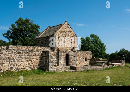 Regionaler Naturpark der Vulkane der Auvergne, Pic Saint Pierre, restaurierte Kapelle aus dem 9th., 10th. Jahrhundert, Departement Puy de Dome, Alp der Auvergne Rhone Stockfoto