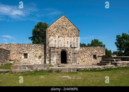 Regionaler Naturpark der Vulkane der Auvergne, Pic Saint Pierre, restaurierte Kapelle aus dem 9th., 10th. Jahrhundert, Departement Puy de Dome, Alp der Auvergne Rhone Stockfoto