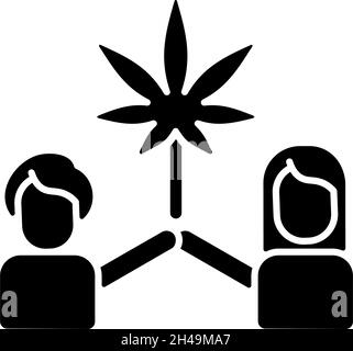Cannabiskultur schwarzes Glyphen-Symbol Stock Vektor